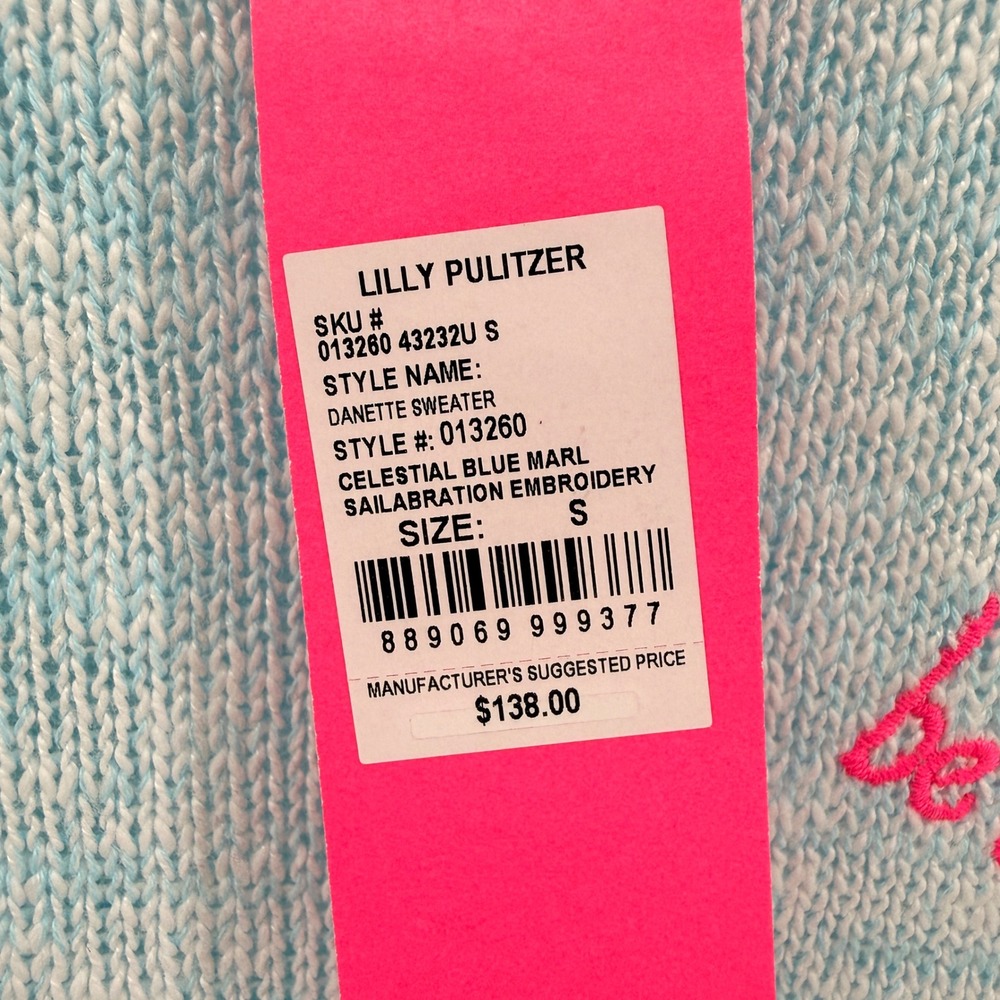 NEW Lilly Pulitzer Danette Sweater Womens Small Blue Sailabration Embroidered - Picture 4 of 12